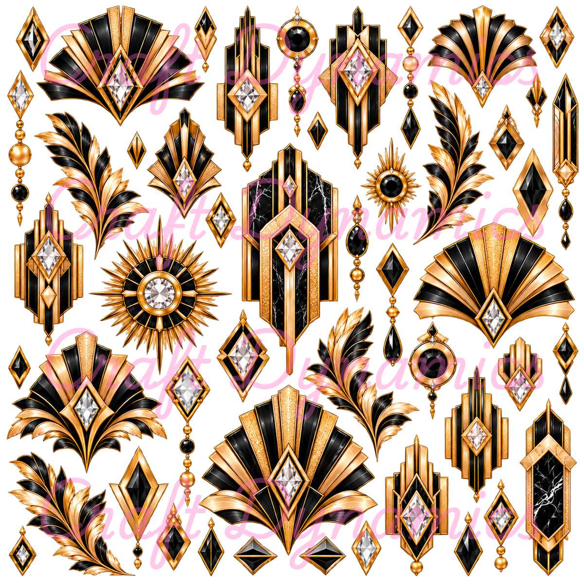 UVDTF Decal Sheet – Ready to Apply Transfers - Deco Delight Black & Gold