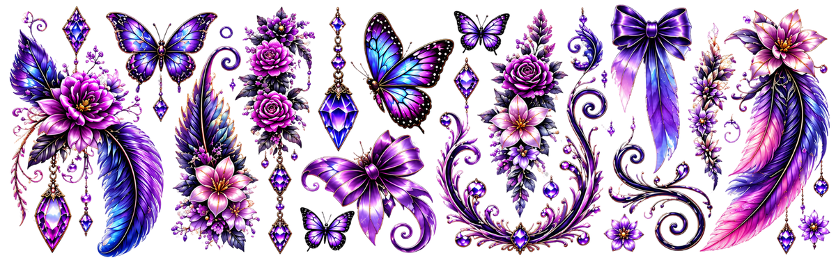 Mini UVDTF Decal Sheet – Ready to Apply Transfers - Mini Purple Enchantment Danglers