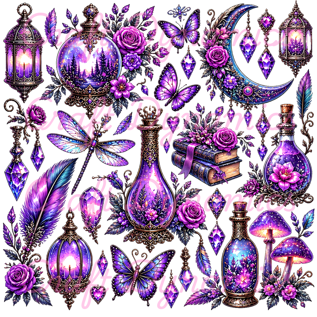 UVDTF Decal Sheet – Ready to Apply Transfers - Purple Enchantment
