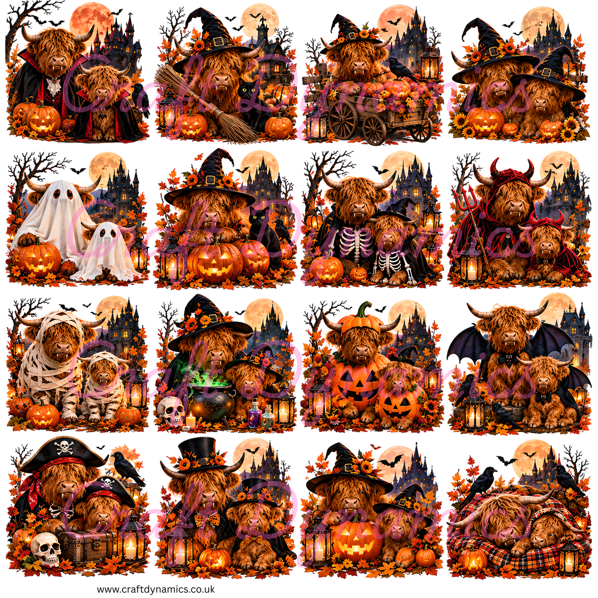 UVDTF Decal Sheet – Ready to Apply Transfers - Spooky Highland Coos