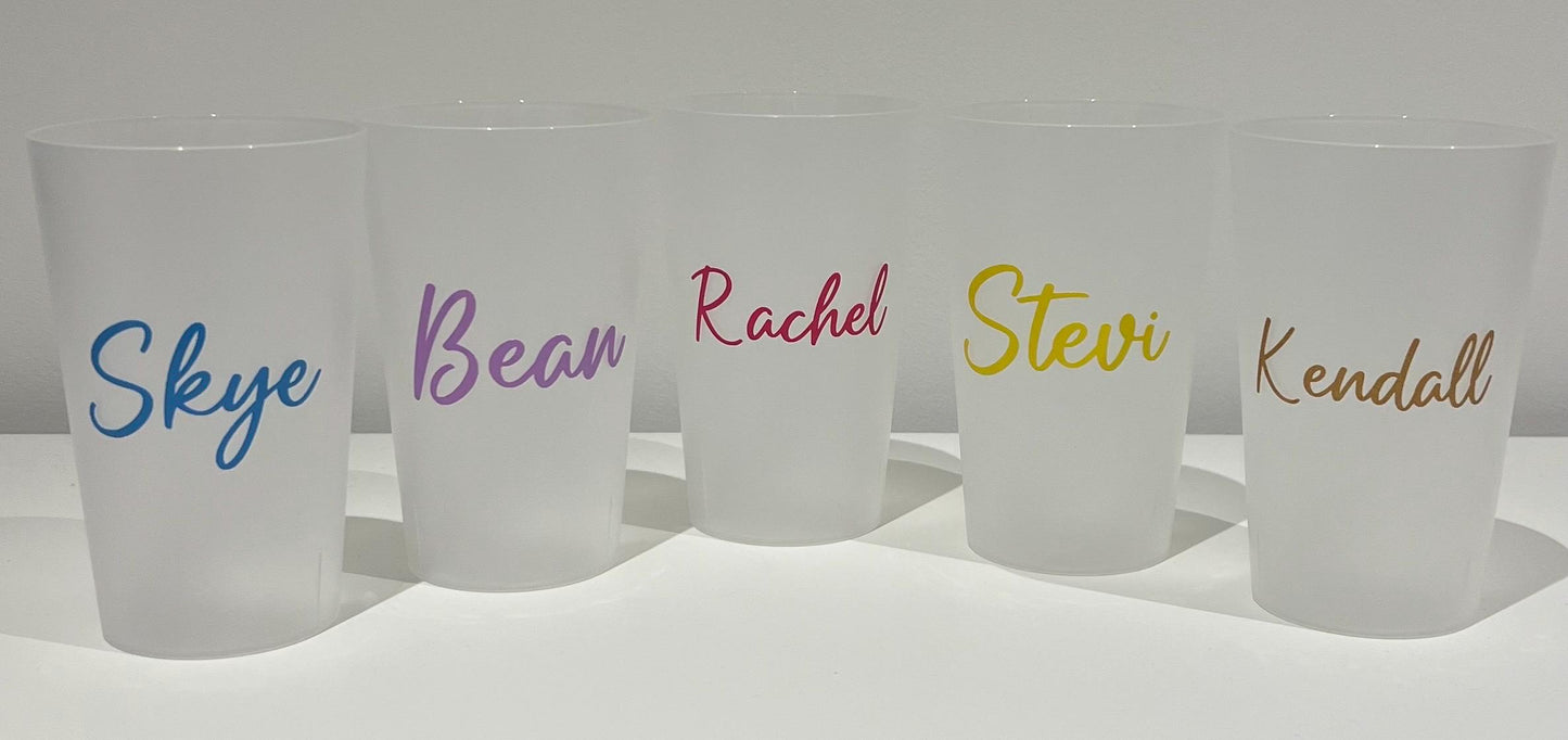 Personalised Plastic Frosted Cup 300ml or 500ml Special Occasion Birthday Celebration Hen Party Wedding stag do