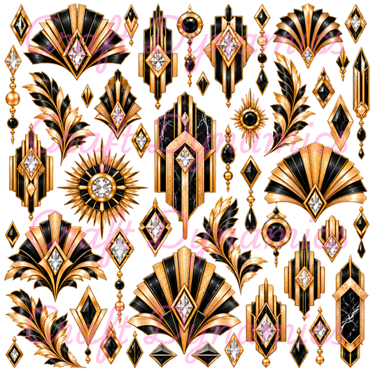 UVDTF Decal Sheet – Ready to Apply Transfers - Deco Delight Black & Gold