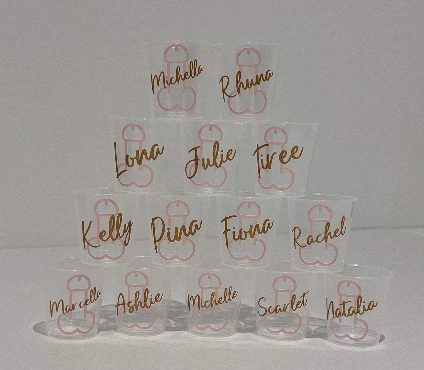 Personalised Willy Hen Do Plastic Shot Glasses Hen Party Bride tribe I Do Crew Hen Night