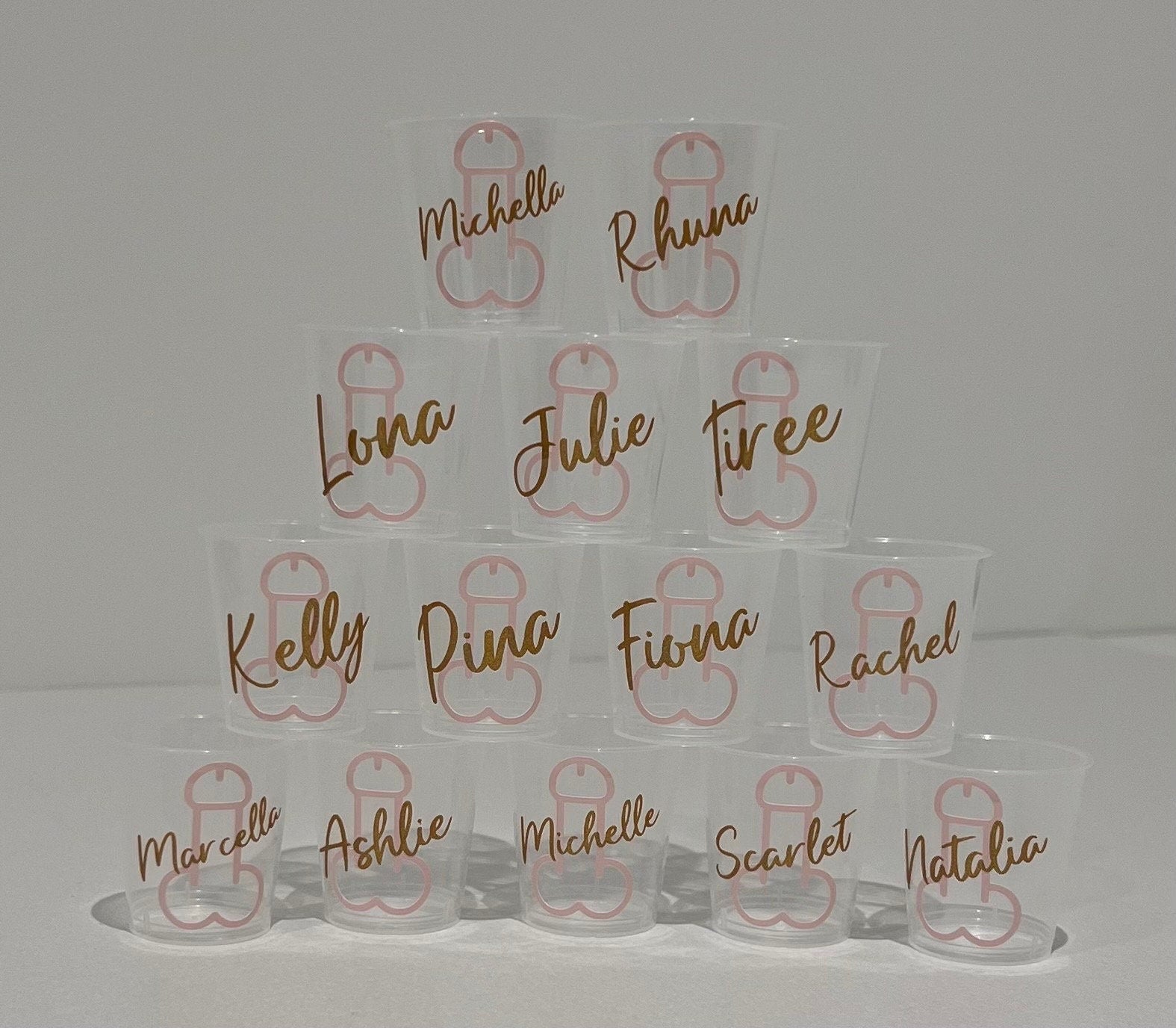 Personalised Willy Hen Do Plastic Shot Glasses Hen Party Bride tribe I Do Crew Hen Night
