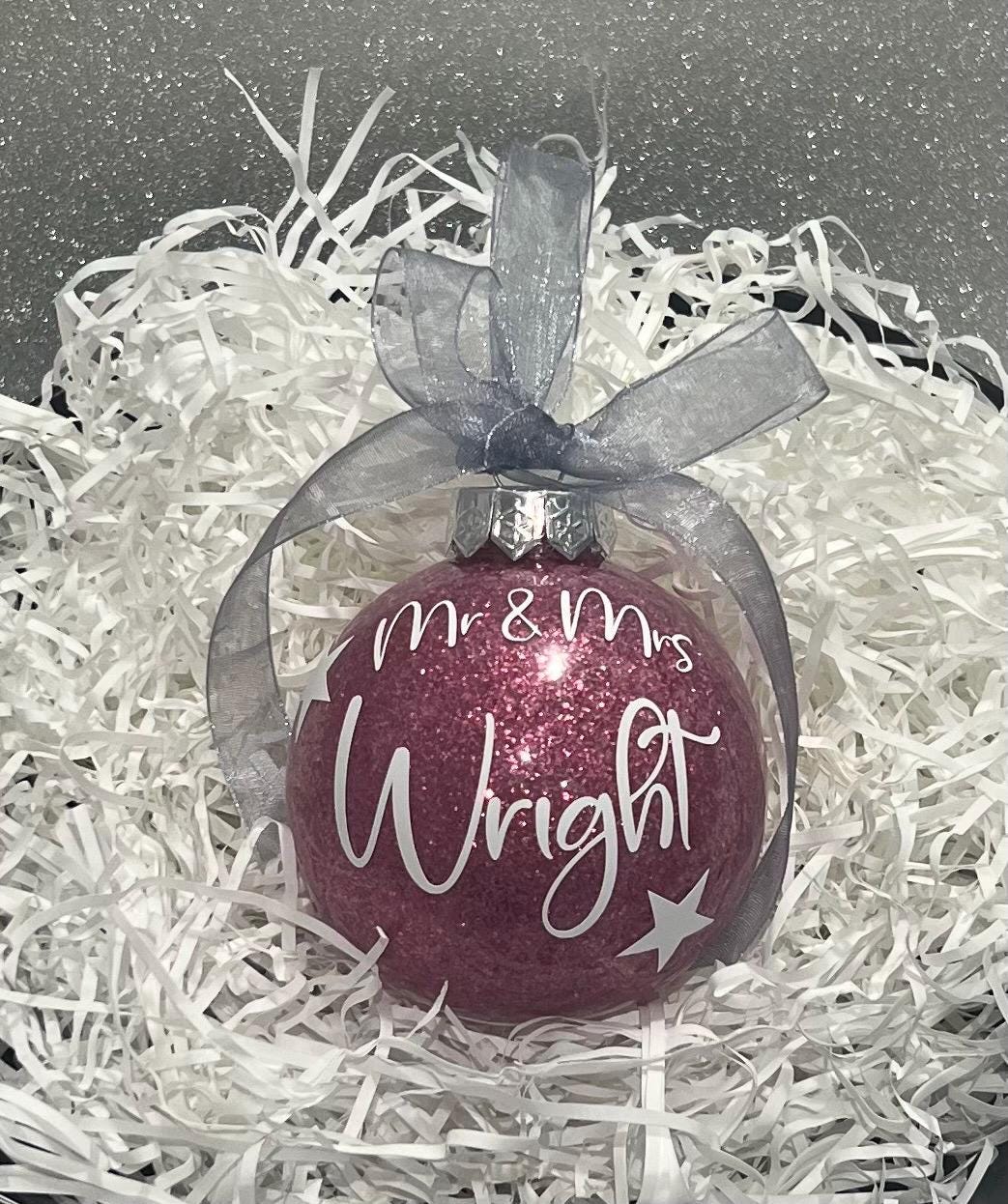 Personalised glitter filled Plastic Christmas Baubles secret Santa Christmas gifts decoration