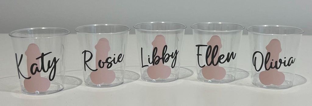 Personalised Willy Hen Do Plastic Shot Glasses Hen Party Bride tribe I Do Crew Hen Night