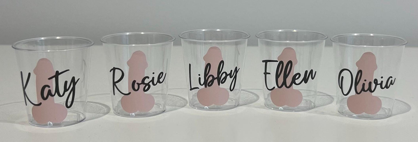 Personalised Willy Hen Do Plastic Shot Glasses Hen Party Bride tribe I Do Crew Hen Night
