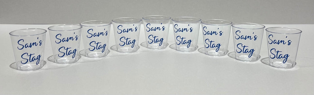 Personalised Plastic Shot Glasses Birthday milestone Hen Party Bride tribe I Do Crew Hen Night special occasion
