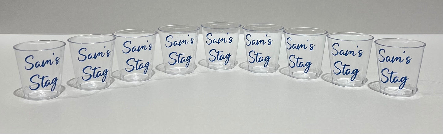 Personalised Plastic Shot Glasses Birthday milestone Hen Party Bride tribe I Do Crew Hen Night special occasion