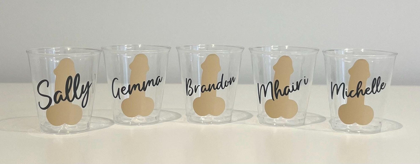 Personalised Willy Hen Do Plastic Shot Glasses Hen Party Bride tribe I Do Crew Hen Night