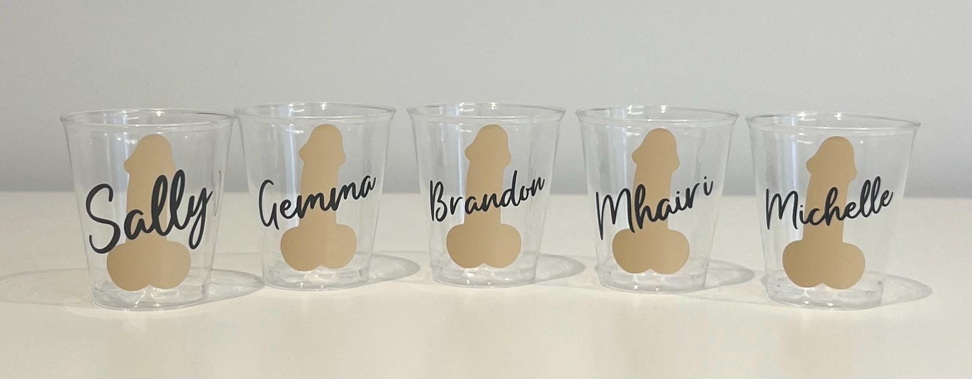 Personalised Willy Hen Do Plastic Shot Glasses Hen Party Bride tribe I Do Crew Hen Night