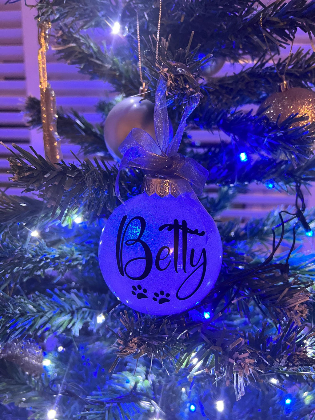 Personalised glitter filled Plastic Christmas Baubles secret Santa Christmas gifts decoration