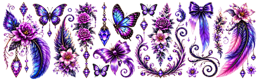 Mini UVDTF Decal Sheet – Ready to Apply Transfers - Mini Purple Enchantment Danglers