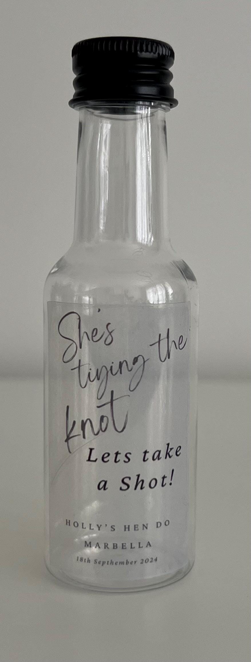 Personalised Take a shot plastic bottles 60ml Special Occasion Birthday Celebration Hen Party Wedding stag do