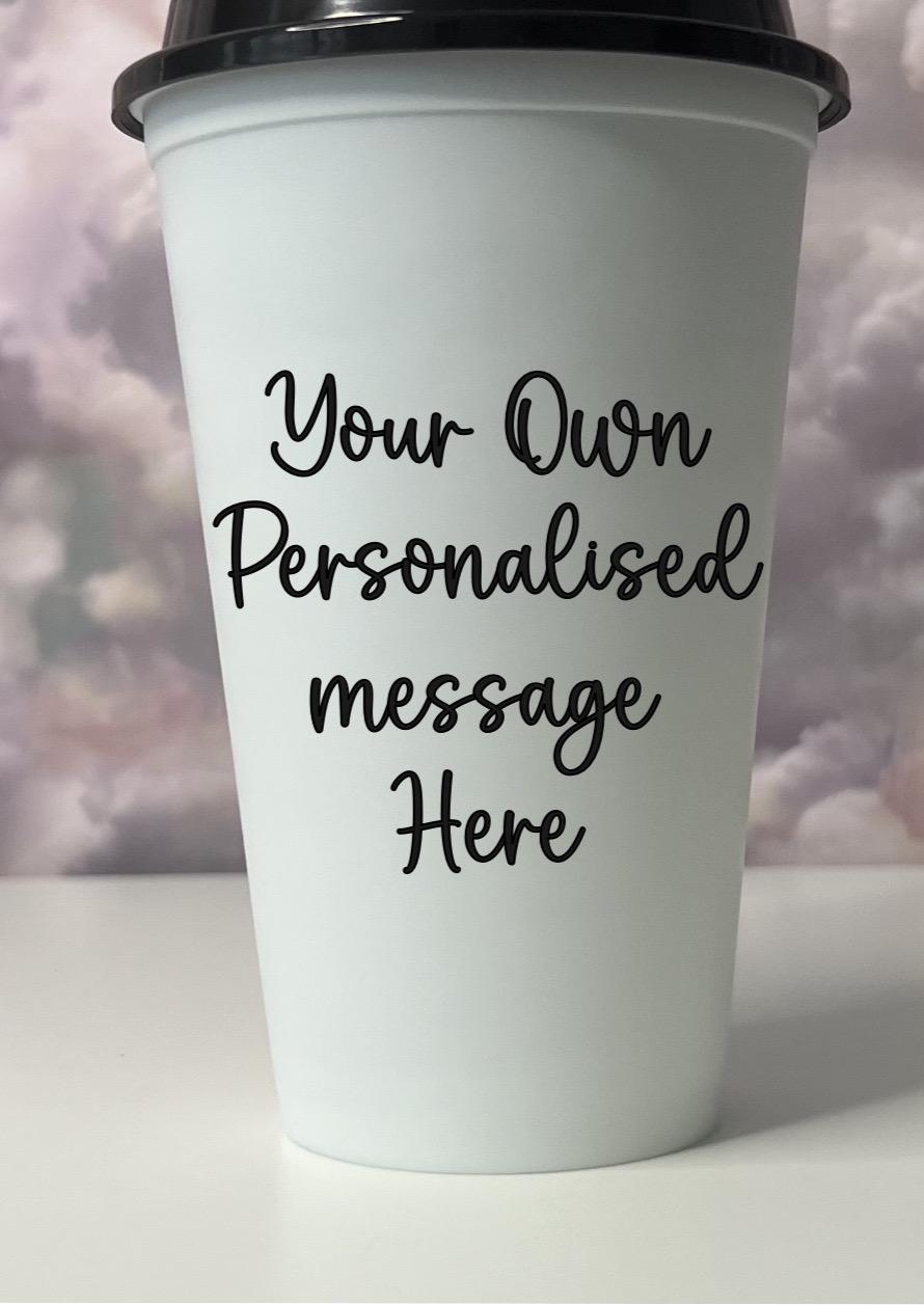 Personalised Hot Cup Reusable Travel mug custom design coffee cup secret Santa Baby Shower Birthday gift