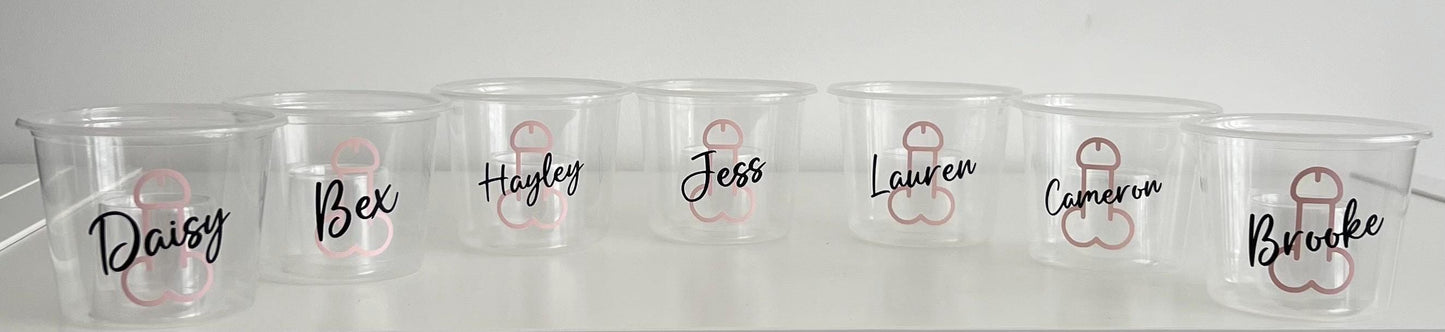 Personalised Willy Hen Do Plastic jäger Shot Glasses Hen Party Bride tribe I Do Crew Hen Night