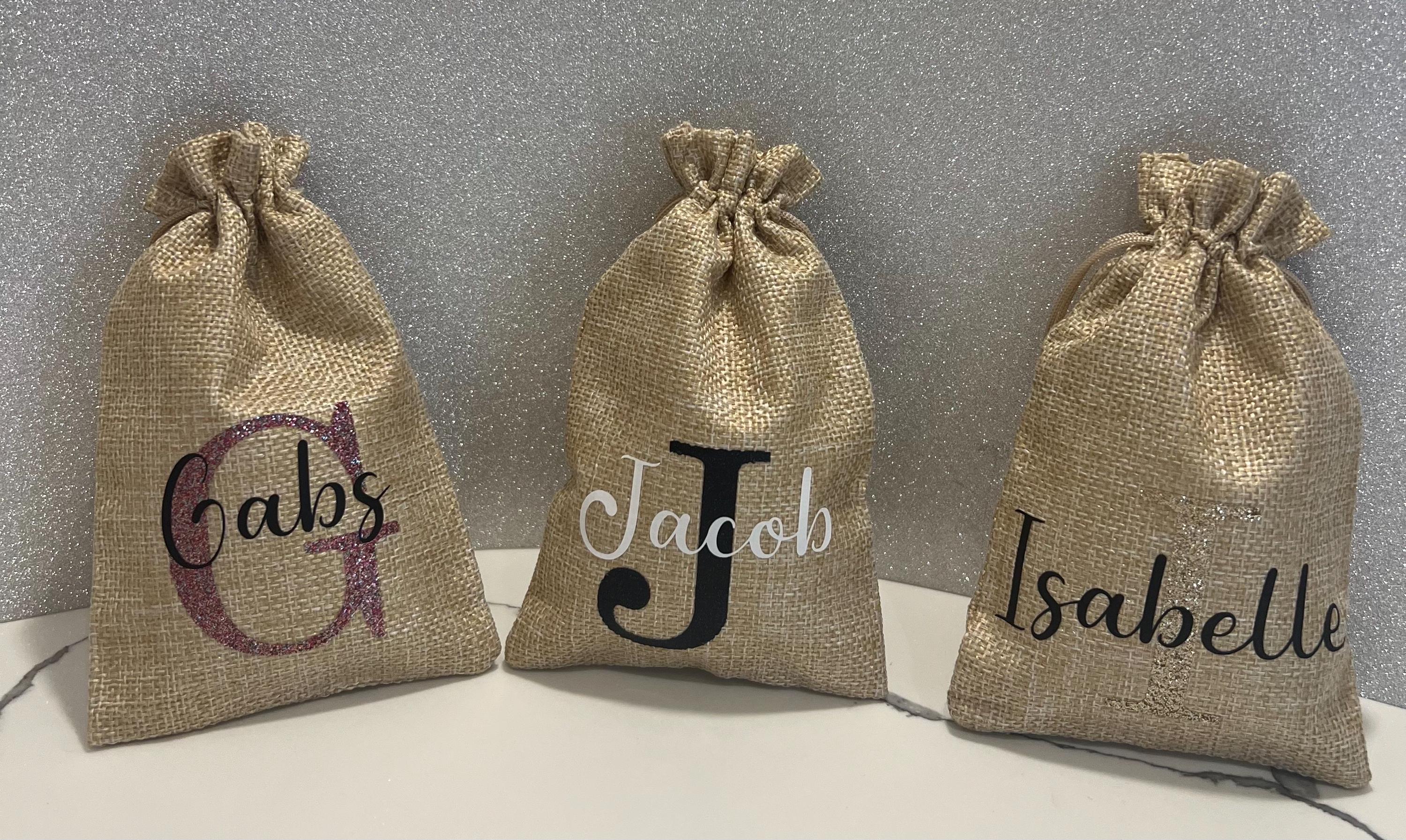 Personalised Mini Jute Bags Reindeer dust bags Christmas Gifts Children Christmas Presents party favours
