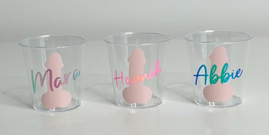 Personalised Willy Hen Do Plastic Shot Glasses Hen Party Bride tribe I Do Crew Hen Night