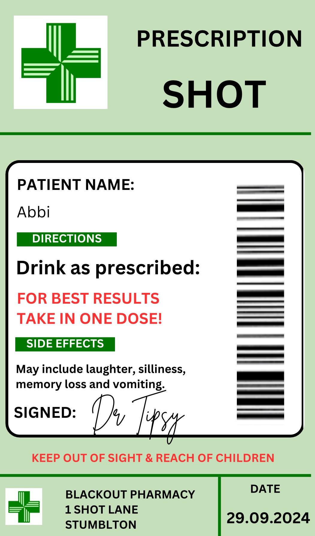 Personalised Take a shot plastic bottles 60ml Special Occasion Birthday Celebration Hen Party Wedding stag do