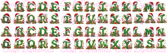 Mini UVDTF Decal Sheet – Ready to Apply Transfers - Xmas Alphabet Letters