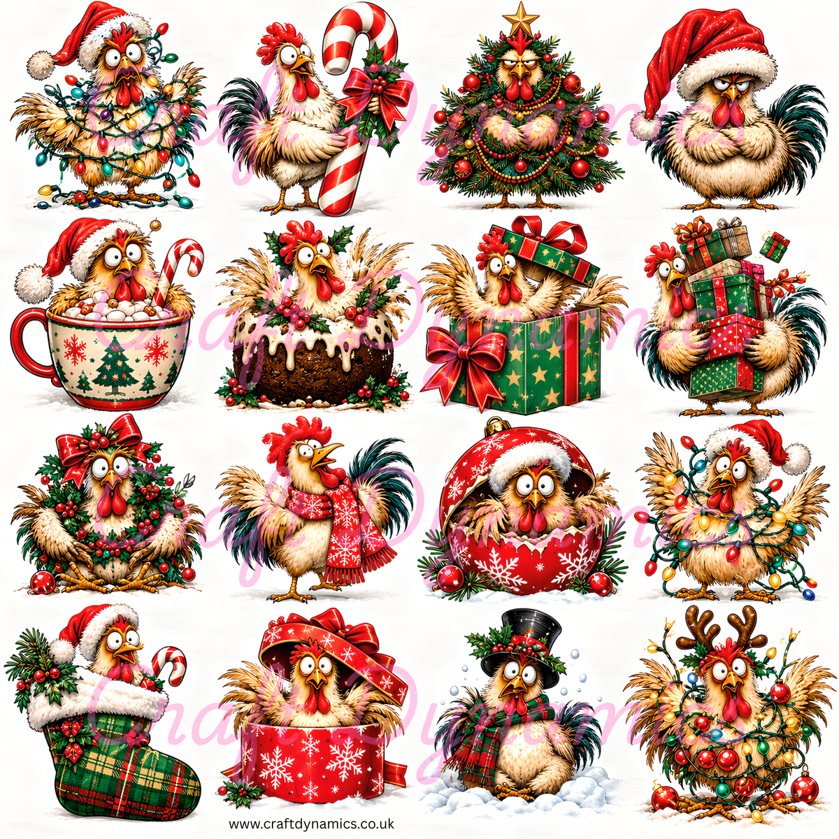 UVDTF Decal Sheet – Ready to Apply Transfers - Clucking Christmas