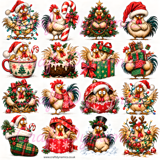 UVDTF Decal Sheet – Ready to Apply Transfers - Clucking Christmas