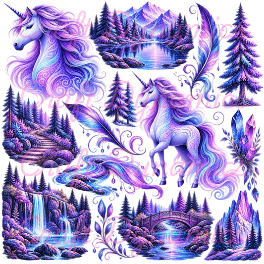 UVDTF Decal Sheet – Ready to Apply Transfers -Enchanted Unicorn