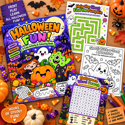 🎃 Halloween Digital Activity & Colouring Book | Instant PDF Download!