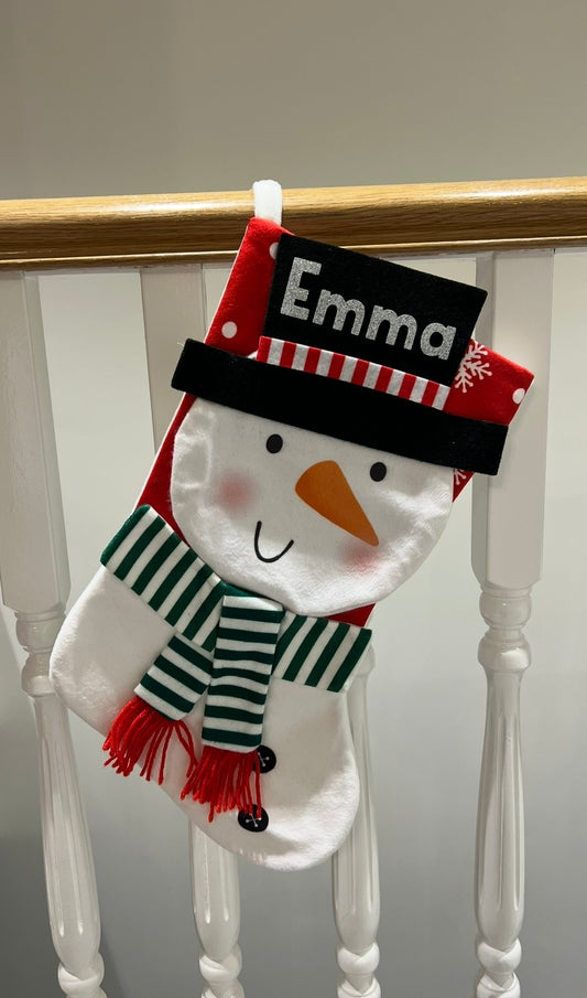 Personalised Snowman Christmas Stocking – Custom Name
