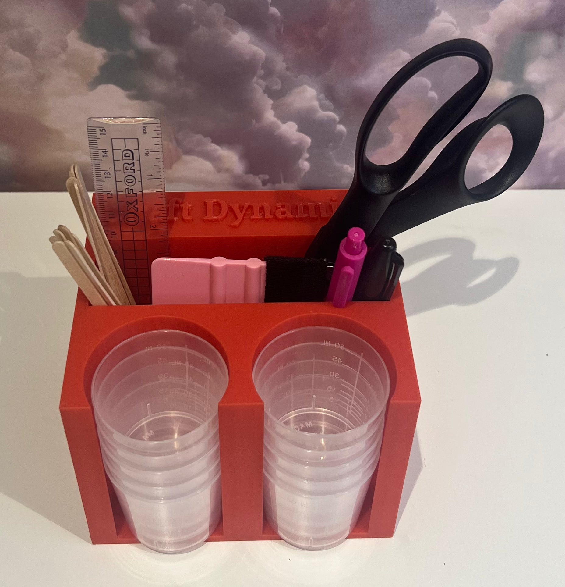 Compact 3D Printed Resin Pot holder with Built-In Stick & Desk Organiser