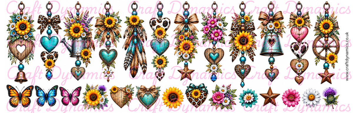 Mini UVDTF Decal Sheet – Ready to Apply Transfers - Mini Boho Danglers