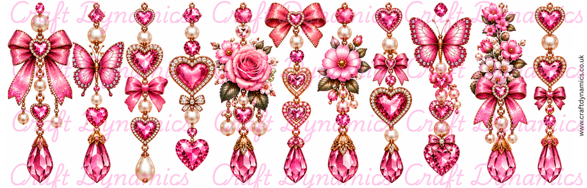Mini UVDTF Decal Sheet – Ready to Apply Transfers - Mini Glamorous Pink Girl Boss Danglers