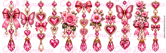 Mini UVDTF Decal Sheet – Ready to Apply Transfers - Mini Glamorous Pink Girl Boss Danglers