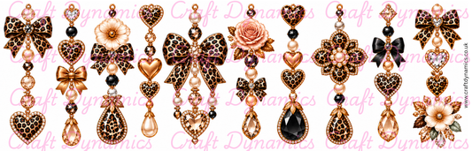 Mini UVDTF Decal Sheet – Ready to Apply Transfers - Mini Luxury Leopard Glam Danglers