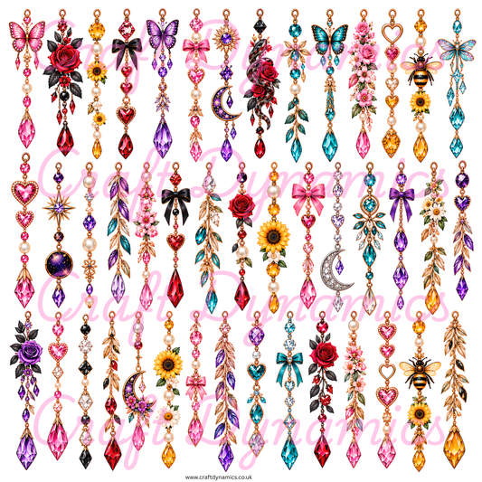 UVDTF Decal Sheet – Ready to Apply Transfers -Mixture Danglers