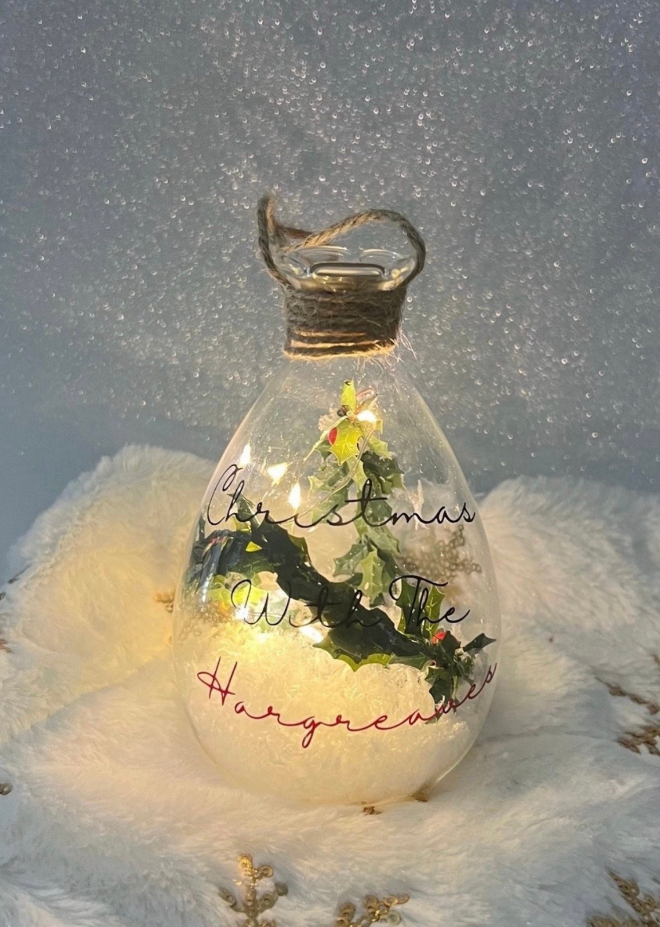 Personalised Christmas Light-Up Teardrop Ornament