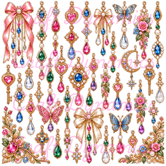 UVDTF Decal Sheet – Ready to Apply Transfers - Sparkly Jewels