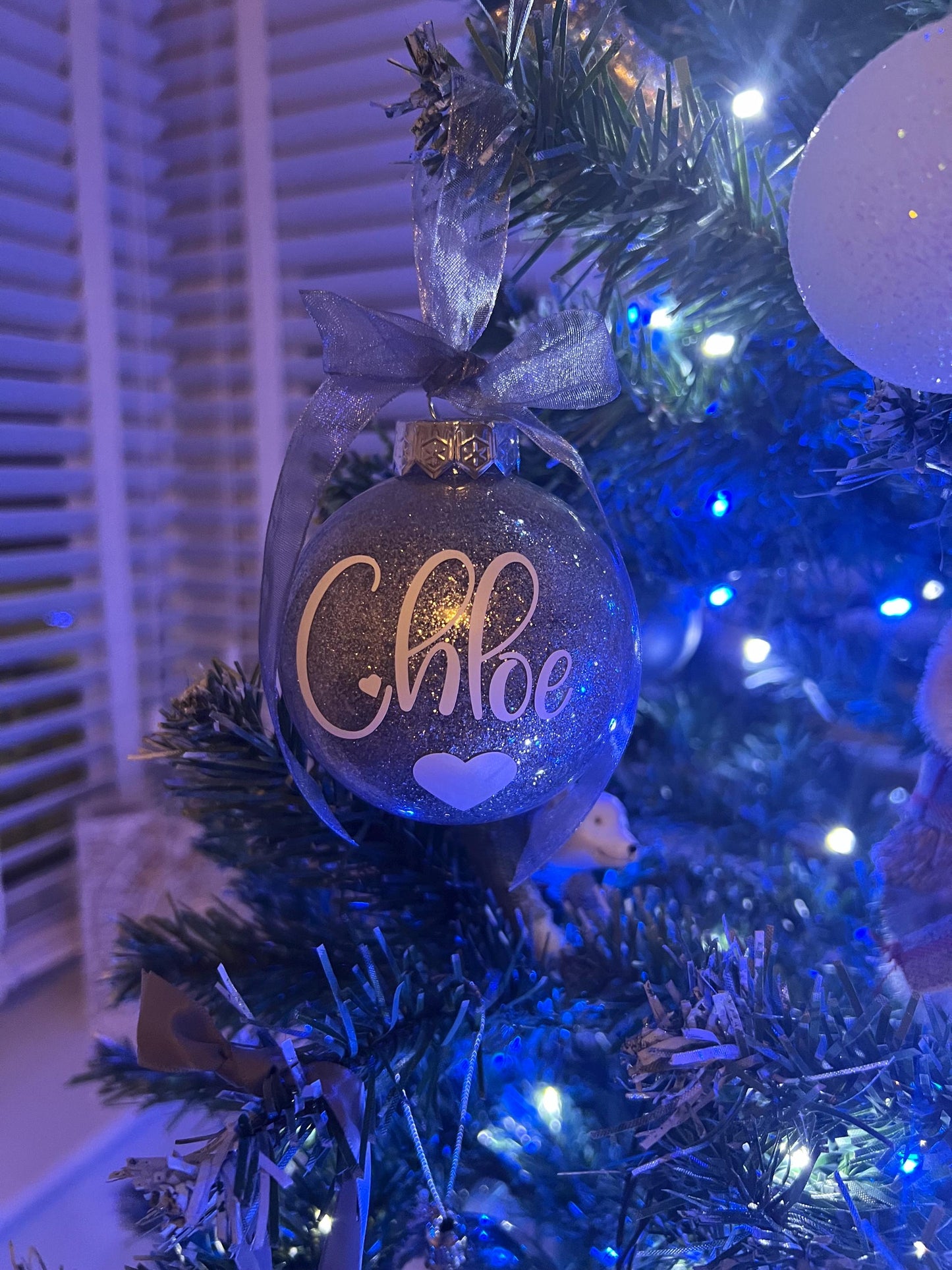 Personalised glitter filled Plastic Christmas Baubles secret Santa Christmas gifts decoration