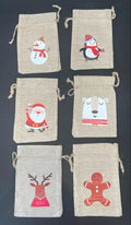 Mini Jute Christmas Gift Bags – Image Only or Personalised Name