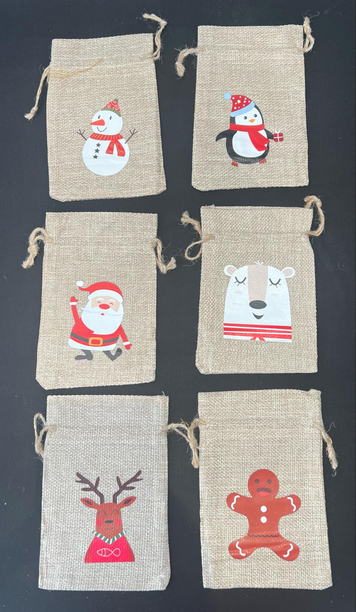 Mini Jute Christmas Gift Bags – Image Only or Personalised Name