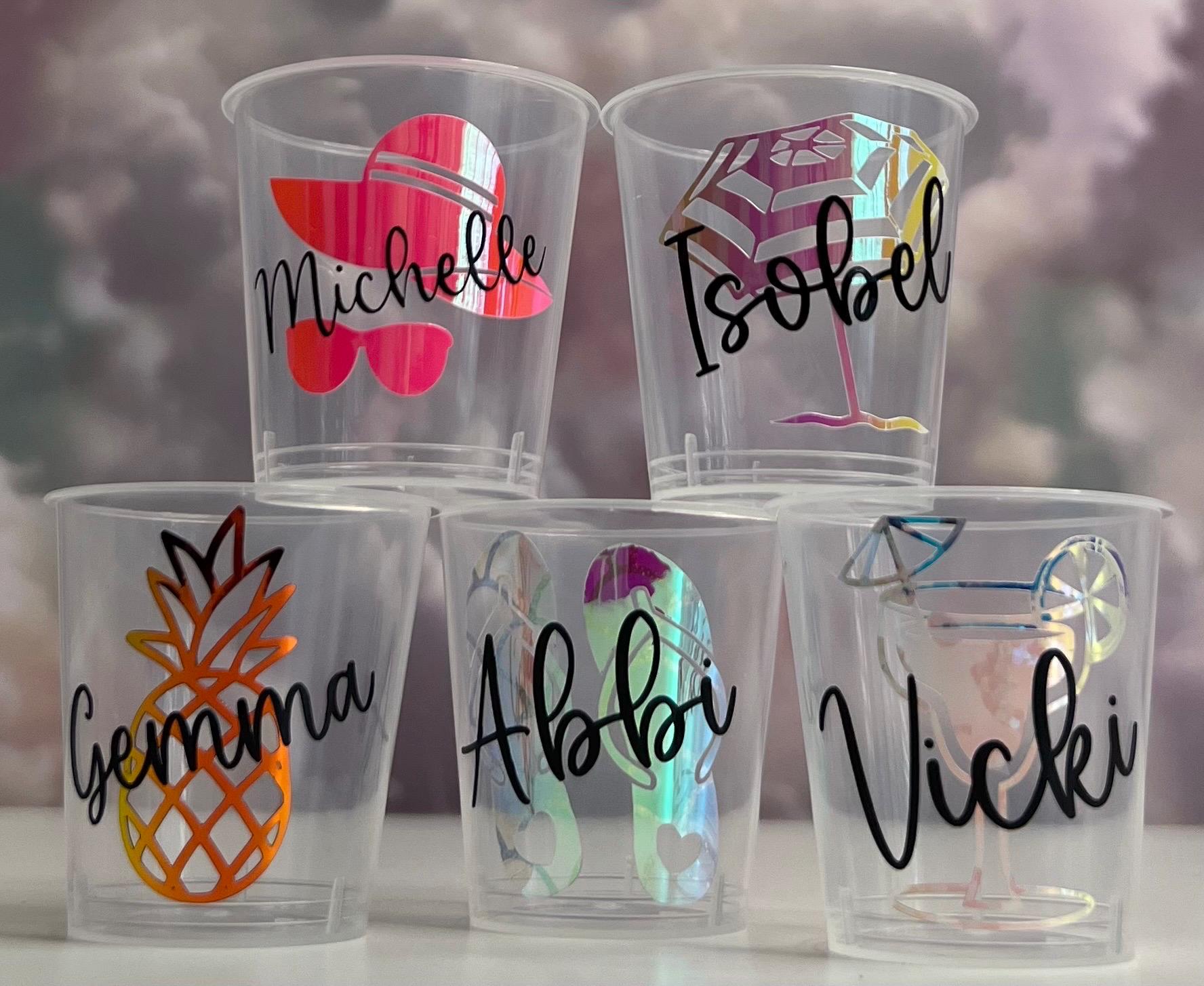 Personalised Plastic Shot Glasses Holidays Hen Party Getaway Gifts Favours