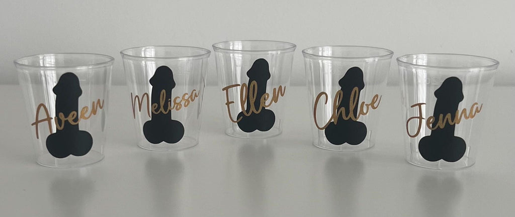 Personalised Willy Hen Do Plastic Shot Glasses Hen Party Bride tribe I Do Crew Hen Night