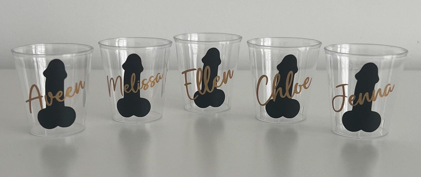 Personalised Willy Hen Do Plastic Shot Glasses Hen Party Bride tribe I Do Crew Hen Night