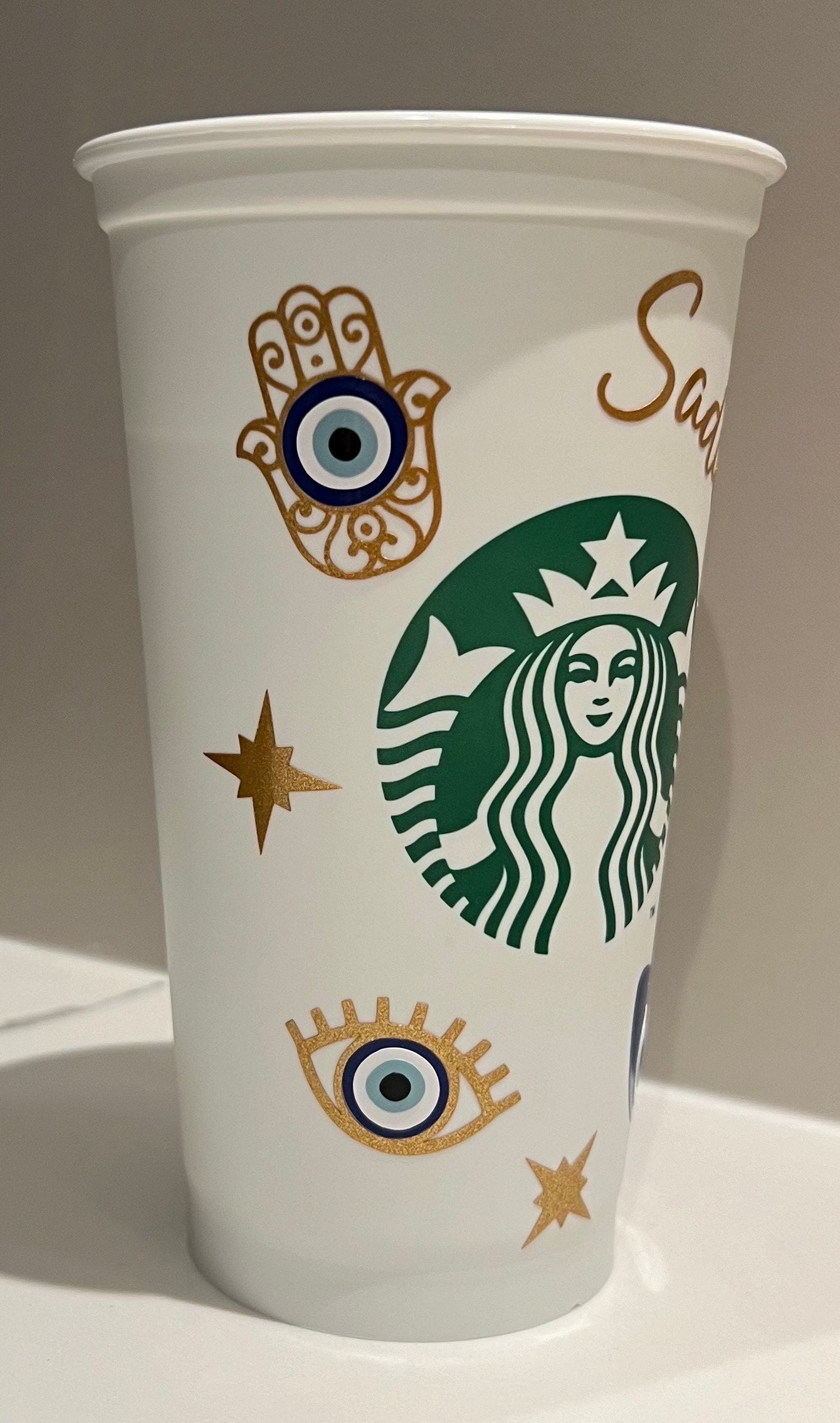 Evil Eye Starbucks Hot Cup Reusable Travel mug Personalised