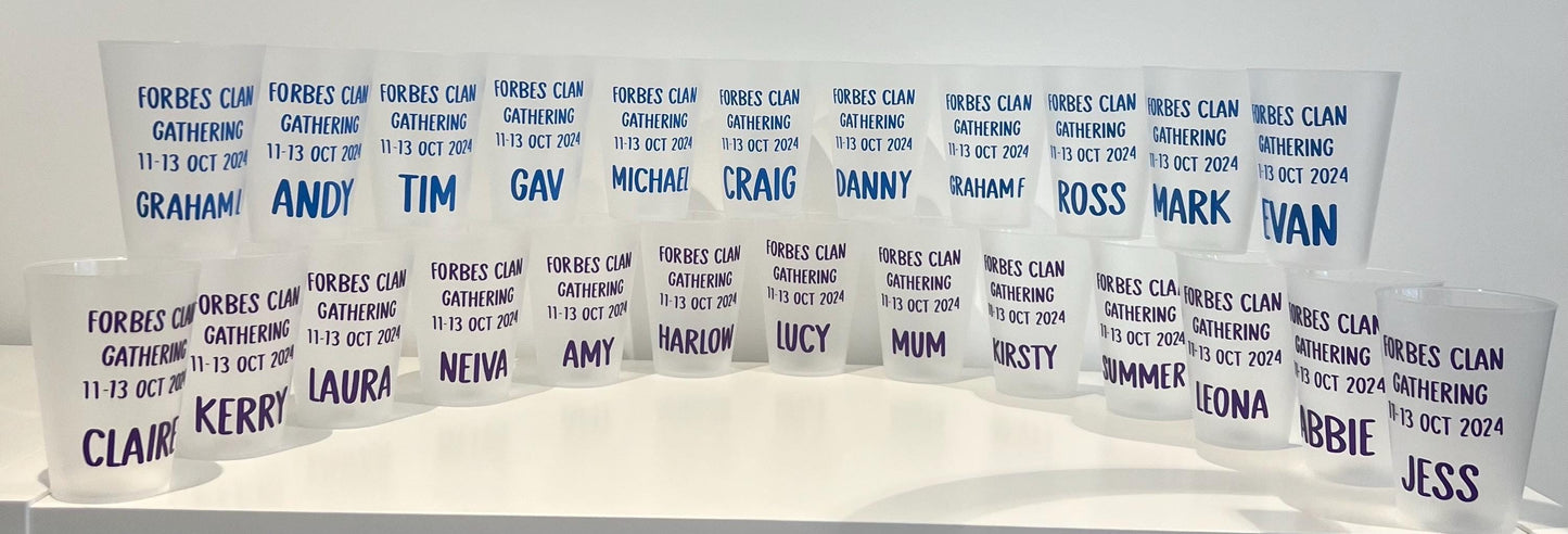 Personalised Plastic Frosted Cup 300ml / 500ml Special Occasion Birthday Celebration Hen Party Wedding stag do