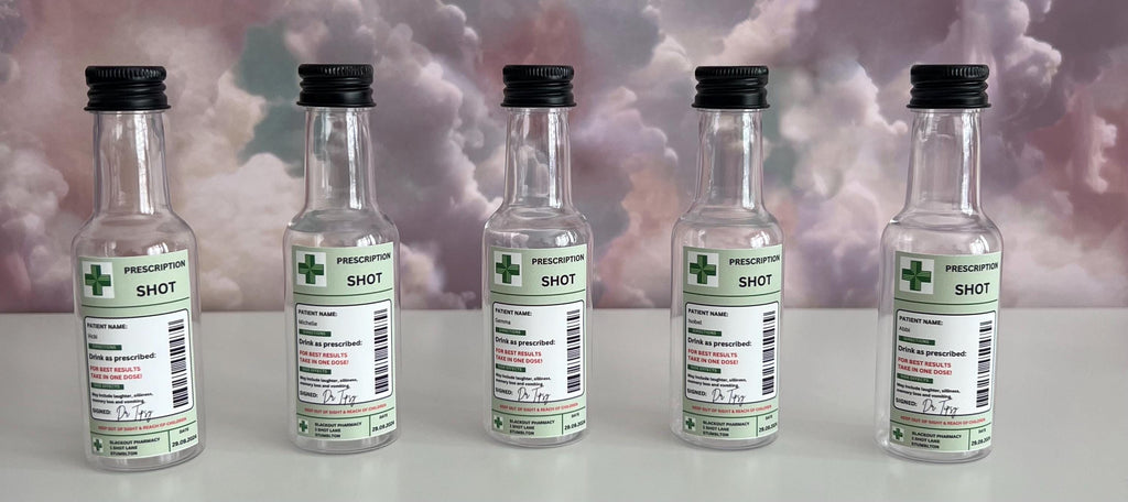 Personalised Take a shot plastic bottles 60ml Special Occasion Birthday Celebration Hen Party Wedding stag do