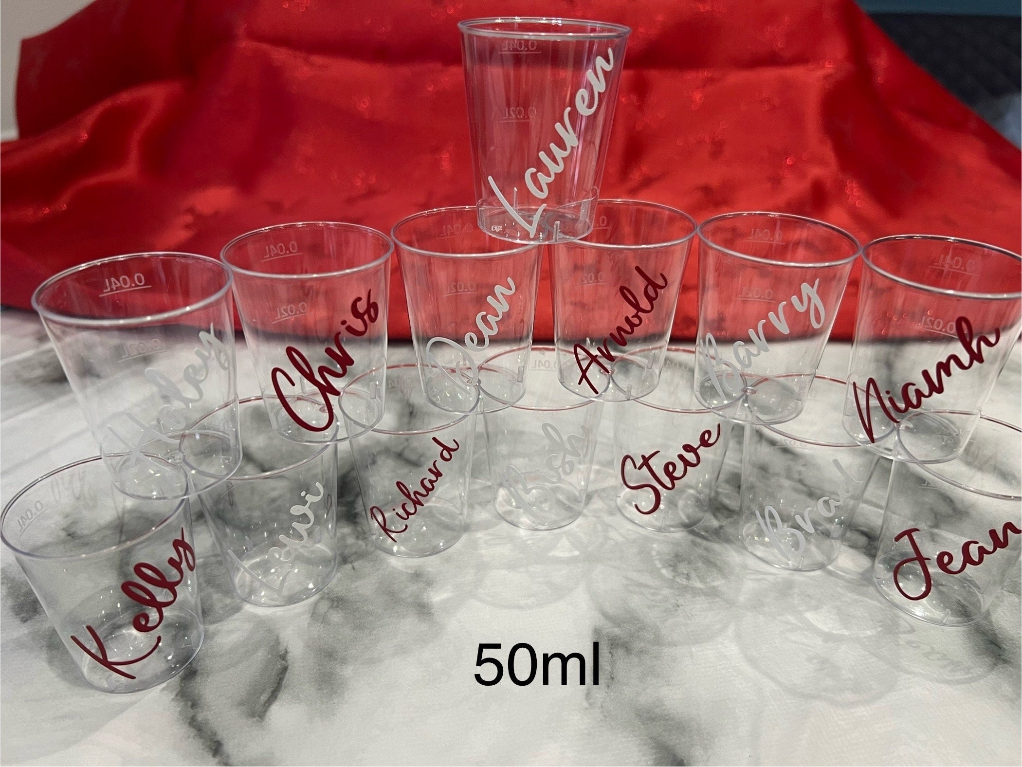 Personalised Plastic Shot Glasses Birthday milestone Hen Party Bride tribe I Do Crew Hen Night special occasion