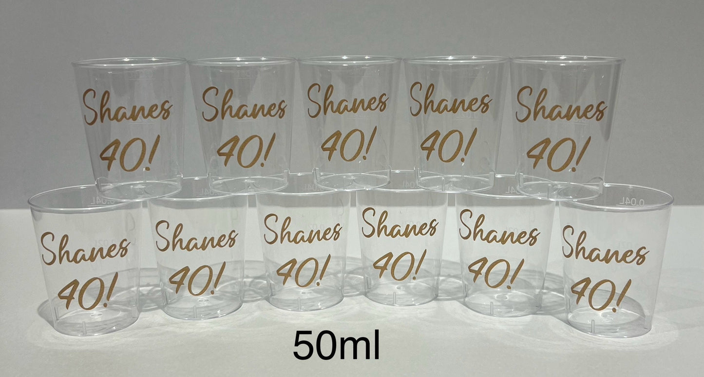 Personalised Plastic Shot Glasses Birthday milestone Hen Party Bride tribe I Do Crew Hen Night special occasion